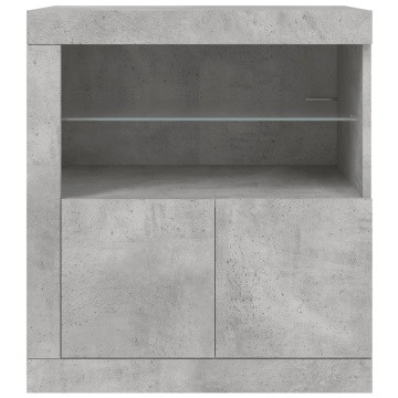 Servantă cu lumini LED, gri beton, 60,5x37x67 cm - Img 5