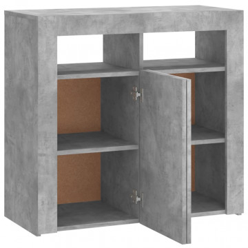 Servantă cu lumini LED, gri beton, 80x35x75 cm - Img 7