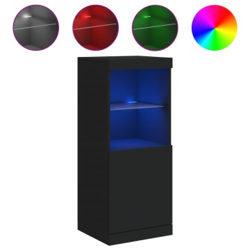 Servantă cu lumini LED, negru, 41x37x100 cm - Img 2