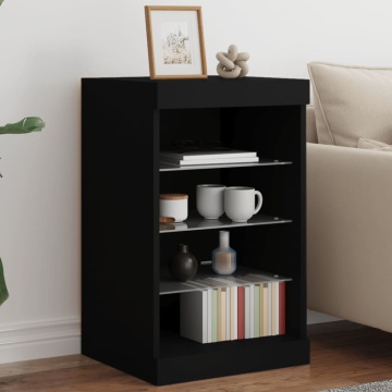 Servantă cu lumini LED, negru, 41x37x67 cm - Img 1