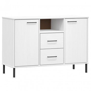 Servantă cu picioare metalice „OSLO” alb 113x40x77 cm lemn - Img 2