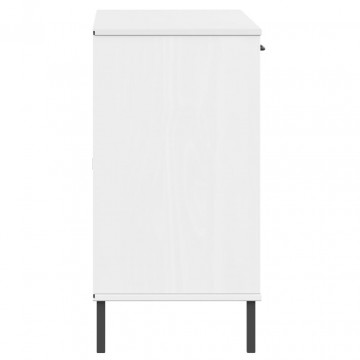 Servantă cu picioare metalice „OSLO” alb 113x40x77 cm lemn - Img 5