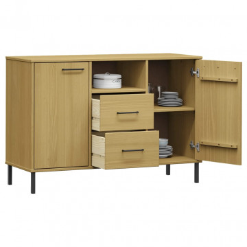 Servantă cu picioare metalice „OSLO” maro 113x40x77 cm lemn - Img 3