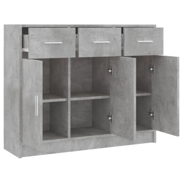 Servantă, gri beton, 91x28x75 cm, lemn prelucrat - Img 5