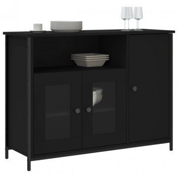 Servantă, negru, 100x35x75 cm, lemn prelucrat - Img 3