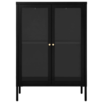 Servantă, negru, 75x35x105 cm, oțel și sticlă - Img 3