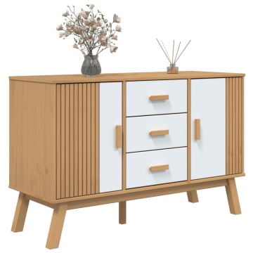 Servantă OLDEN, alb și maro, 114x43x73,5 cm, lemn masiv pin - Img 8