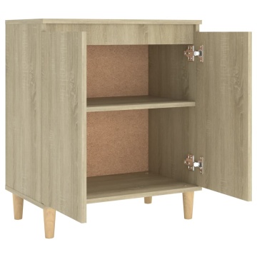 Servantă picioare din lemn masiv stejar sonoma 60x35x70 cm PAL - Img 6