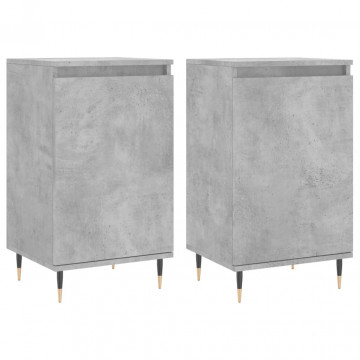 Servante, 2 buc., gri beton, 40x35x70 cm, lemn prelucrat - Img 2