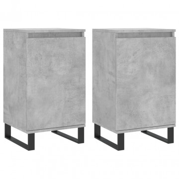 Servante, 2 buc., gri beton, 40x35x70 cm, lemn prelucrat - Img 2