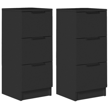 Servante, 2 buc., negru, 30x30x70 cm, lemn prelucrat - Img 2
