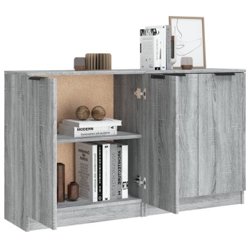 Servante, 2 piese, sonoma gri, 60x30x70 cm, lemn prelucrat - Img 7