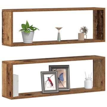 Set 2 rafturi din lemn vechi, 80x15x26 cm, lemn ingineresc - Img 3