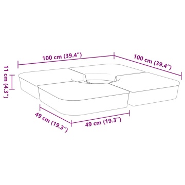 Set bază de umbrelă soare 4 piese pentru suport cruce 100 kg PP - Img 7