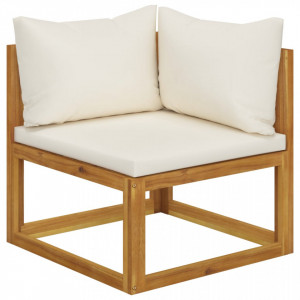 Set canapea 2 piese cu perne alb crem, lemn masiv de acacia - Img 5