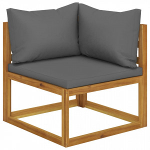 Set canapea 2 piese cu perne gri închis, lemn masiv de acacia - Img 4