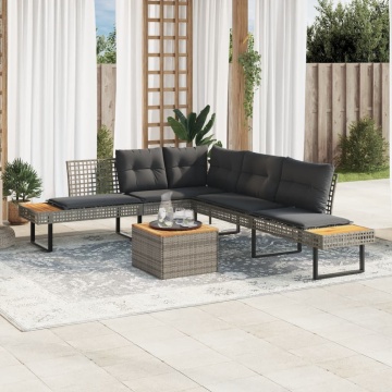 Set canapea de grădină cu perne, 2 piese, poliratan/lemn acacia - Img 2