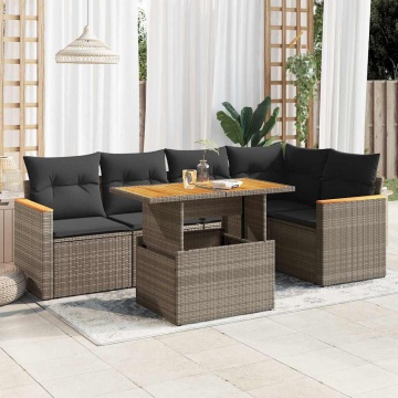 Set canapea de grădină cu perne, 5 piese, poliratan/lemn acacia - Img 1