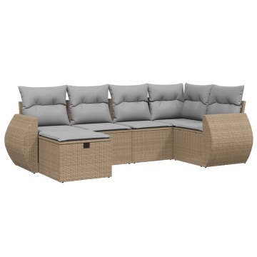 Set canapele de grădină, 6 piese, cu perne, bej, poliratan - Img 2