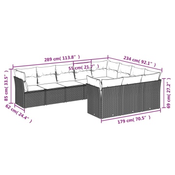 Set canapele de grădină cu perne 10 piese gri deschis poliratan - Img 3