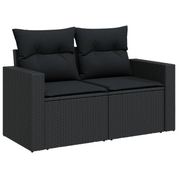 Set canapele de grădină cu perne, 10 piese, negru, poliratan - Img 3