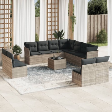 Set canapele de grădină cu perne, 12piese gri deschis poliratan - Img 1