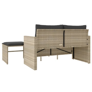 Set canapele de grădină cu perne, 3 piese gri deschis poliratan - Img 6
