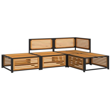 Set canapele de grădină cu perne, 4 piese, lemn masiv de acacia - Img 3