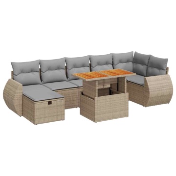 Set canapele de grădină cu perne 5 piese bej poliratan/acacia - Img 2