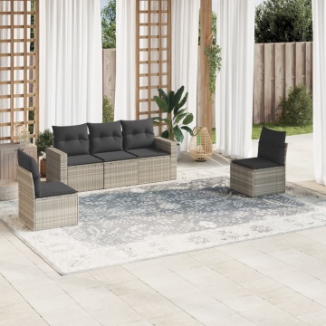 Set canapele de grădină cu perne, 5 piese gri deschis poliratan - Img 1