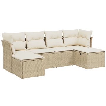 Set canapele de grădină cu perne, 6 piese, bej, poliratan - Img 2