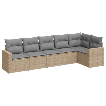 Set canapele de grădină cu perne, 6 piese, bej, poliratan - Img 2