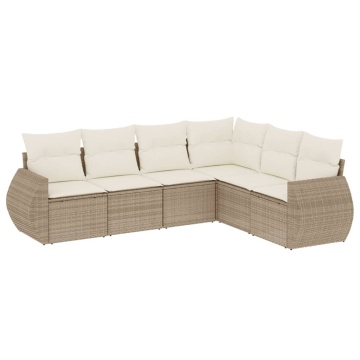 Set canapele de grădină cu perne, 6 piese, bej, poliratan - Img 2