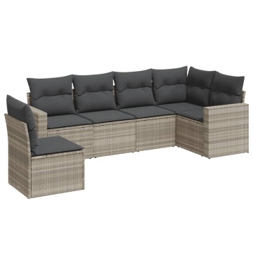 Set canapele de grădină cu perne, 6 piese gri deschis poliratan - Img 2