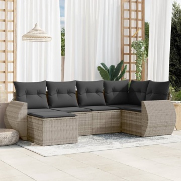 Set canapele de grădină cu perne, 6 piese gri deschis poliratan - Img 1
