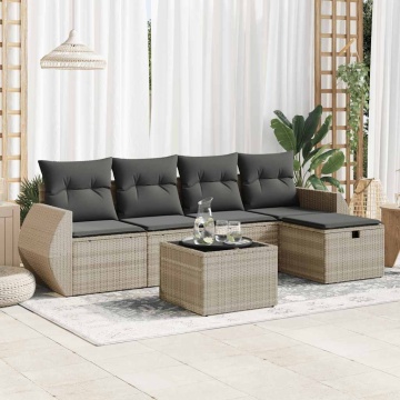 Set canapele de grădină cu perne, 6 piese gri deschis poliratan - Img 1