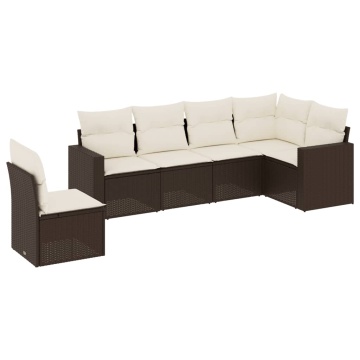 Set canapele de grădină cu perne, 6 piese, maro, poliratan - Img 2