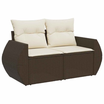 Set canapele de grădină cu perne, 6 piese, maro, poliratan - Img 4