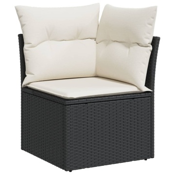 Set canapele de grădină cu perne, 7 piese, negru, poliratan - Img 4