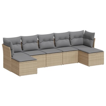 Set canapele de grădină cu perne, 7piese gri deschis poliratan - Img 2