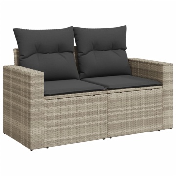 Set canapele de grădină cu perne, 7piese gri deschis poliratan - Img 4