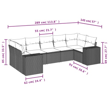 Set canapele de grădină cu perne, 7piese gri deschis poliratan - Img 6