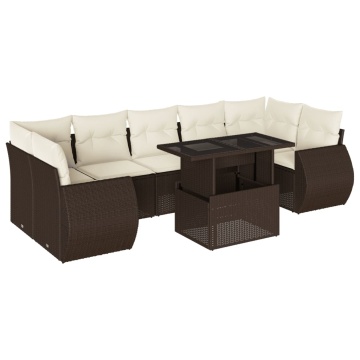 Set canapele de grădină cu perne, 8 piese, maro, poliratan - Img 2