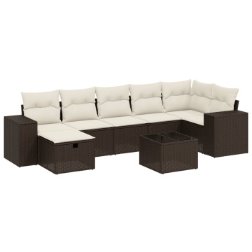 Set canapele de grădină cu perne, 8 piese, maro, poliratan - Img 2
