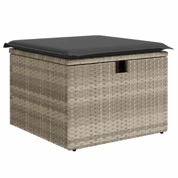 Set canapele de grădină cu perne, 9 piese gri deschis poliratan - Img 5