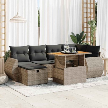 Set canapele grădină cu perne 8 piese gri poliratan/lemn acacia - Img 1