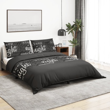 Set cu husă de pilotă, negru, 240x220 cm, bumbac - Img 1