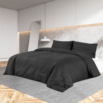 Set cu husă de pilotă, negru, 240x220 cm, microfibră - Img 1