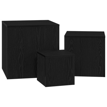 Set de 3 mese laterale stivuibile, stejar negru, lemn prelucrat - Img 4