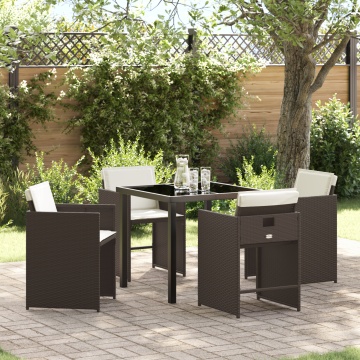 Set de 5 Piese pentru Dining în Grădină cu Perne Maro Ratan Poli - Img 1